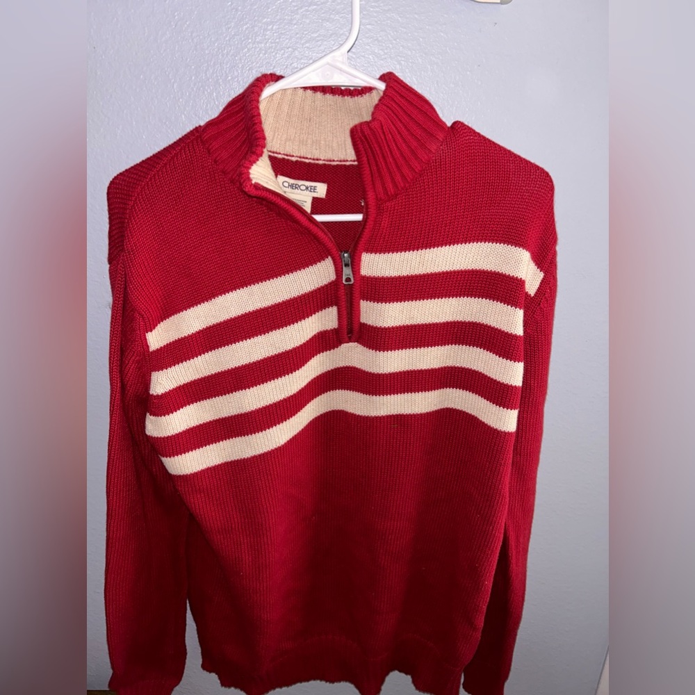 Red and White Polo Sweater